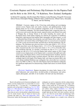 Coseismic Rupture and Preliminary Slip Estimates for the Papatea Fault and Its Role in the 2016 Mw 7.8 Kaikōura, New Zealand, E