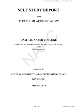 Self Study Report of RAM LAL ANAND COLLEGE