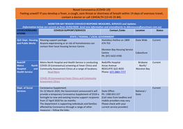 Novel Coronavirus (COVID-19) Feeling Unwell? If You Develop a Fever, a Cough, Sore Throat Or Shortness of Breath Within 14 Days