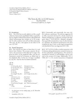 The Term Ab2-RI-E in Ur III Sources Sara Brumﬁ Eld University of California, Los Angeles