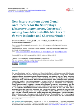 (Stenocereus Gummosus, Cactaceae), Arising from Microsatellite Markers of De Novo Isolation and Characterization