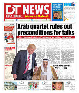 Arab Quartet Rules out Preconditions for Talks