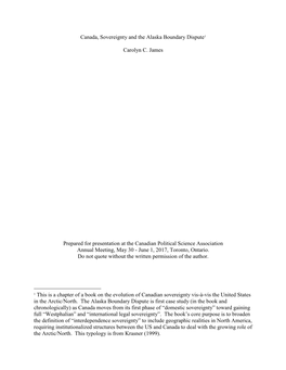 Canada, Sovereignty and the Alaska Boundary Dispute1 Carolyn C