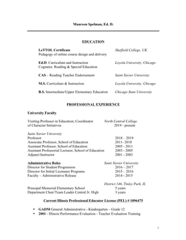 Maureen Spelman, Ed. D. EDUCATION Lettol Certificate