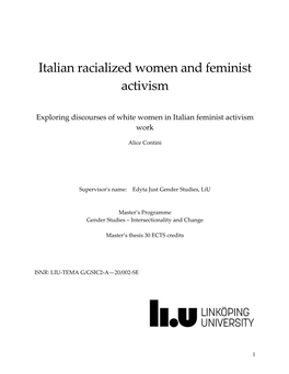 Italian Racialized Women and Feminist Activism