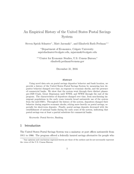 An Empirical History of the United States Postal Savings System