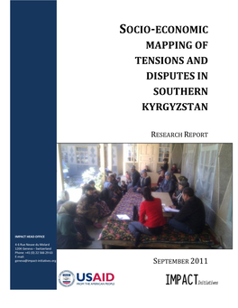 Socio-Economic Mapping of Tensions and Disputes in Southern Kyrgyzstan