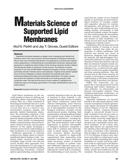 Materials Science of Supported Lipid Membranes