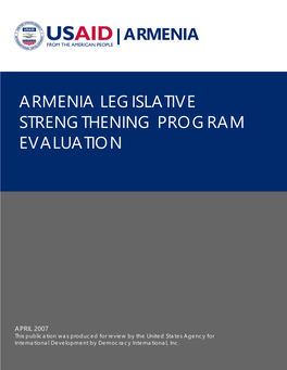 Armenia Armenia Legislative Strengthening Program Evaluation