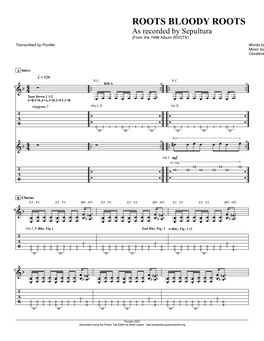 Sepultura (From the 1996 Album ROOTS) Transcribed by Punikki Words by Max Cavalera Music by Max & Igor Cavalera,Kisser,Pinto,Jr