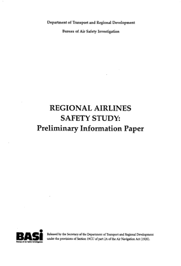 REGIONAL AIRLINES SAFETY STUDY: Preliminary Information Paper