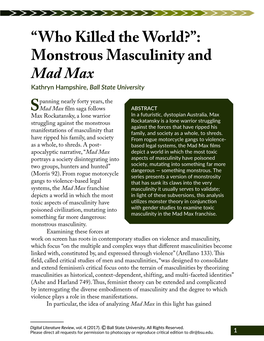 Monstrous Masculinity and Mad