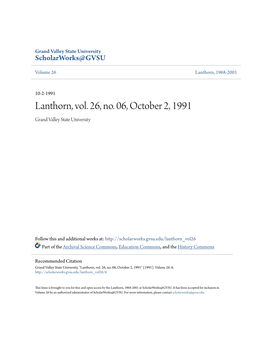 Lanthorn, Vol. 26, No. 06, October 2, 1991 Grand Valley State University
