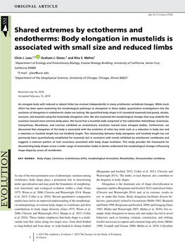 Body Elongation in Mustelids Is Associated with Small Size and Reduced Limbs