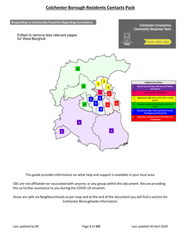 Colchester Borough Residents Contacts Pack