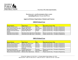 Approved Science Equivalency Schools and Courses