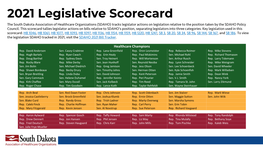 SDAHO's 2021 Legislator Scorecard