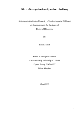 Effects of Tree Species Diversity on Insect Herbivory