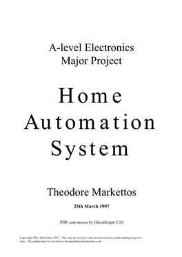 A-Level Electronics Major Project Theodore Markettos