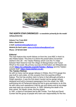 THE NORTH STAR CHRONICLES – a Newsletter Primarily for the Model Railway Fraternity