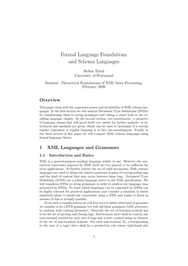 Formal Language Foundations and Schema Languages