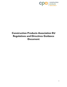 Construction Products Association EU Regulations and Directives Guidance Document