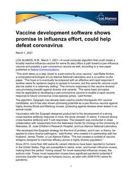 Vaccine Development Software Shows Promise in Influenza Effort, Could Help Defeat Coronavirus