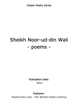 Sheikh Noor-Ud-Din Wali - Poems