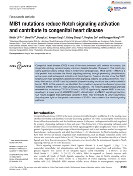 MIB1 Mutations Reduce Notch Signaling Activation and Contribute to Congenital Heart Disease