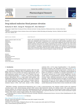 Drug-Induced Endocrine Blood Pressure Elevation T Katharina R