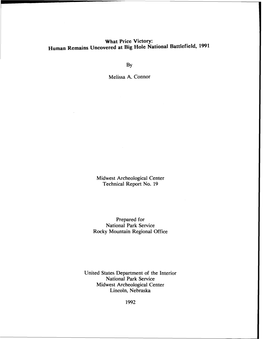 What Price Victory: Human Remains Uncovered at Big Hole National Battlefield, 1991