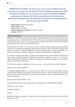 ORDEN INT/1337/2003, De 22 De Mayo, Por La Que Se Determinan