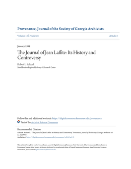 The Journal of Jean Laffite: Its History and Controversy