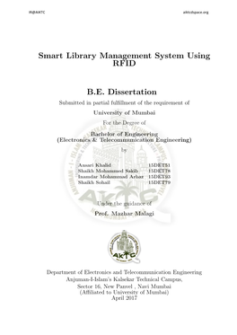 Smart Library Management System Using RFID B.E. Dissertation