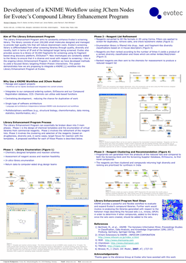 Development of a KNIME Workflow Using Jchem Nodes for Et’Evotec’S Compound Lib Rary E Nh Ancement P Rogram