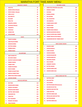 Maratha Fort Take Away Menu