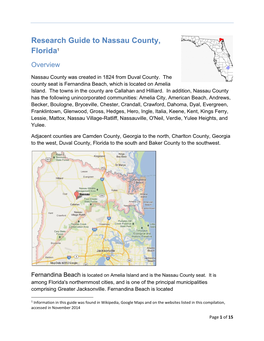 Nassau County Florida Genealogical Research Guide