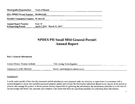 Dennis, MA | 2017 Annual Report | NPDES Phase II Small MS4 General Permit