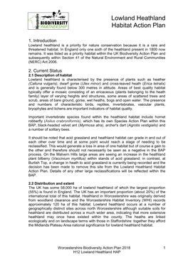 Lowland Heathland Habitat Action Plan