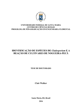 IDENTIFICAÇÃO DE ESPÉCIES DE Cladosporium E a REAÇÃO DE CULTIVARES DE NOGUEIRA-PECÃ