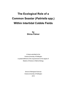The Ecological Role of a Common Seastar (Patiriella Spp.) Within Intertidal Cobble Fields