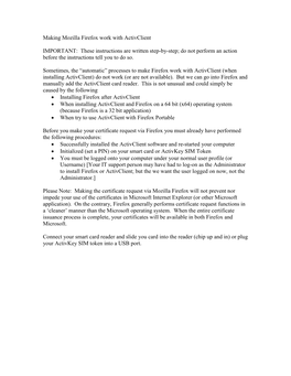 Making Mozilla Firefox Work with Activclient IMPORTANT