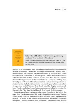 Saburo Shawn Morishita, Teodori: Cosmological Building and Social Consolidation in a Ritual Dance Rome: Editrice Pontificia Universita Gregoriana, 2001.Vii + 238 Pp