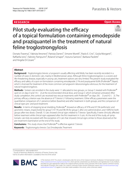 Pilot Study Evaluating the Efficacy of a Topical Formulation Containing Emodepside and Praziquantel in the Treatment of Natural