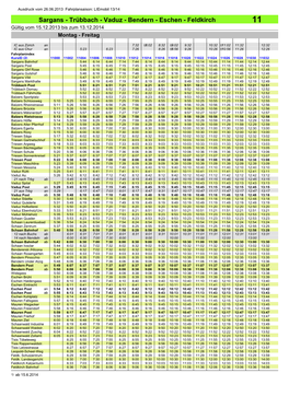 Vaduz - Bendern - Eschen - Feldkirch 11 Gültig Vom 15.12.2013 Bis Zum 13.12.2014 Montag - Freitag