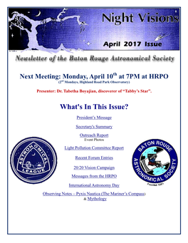 April 2017 BRAS Newsletter