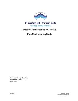 Request for Proposals No. 16-016 Fare Restructuring Study