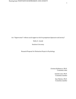 Running Head: POSTPARTUM DEPRESSION and ANXIETY 1 Are “Superwomen
