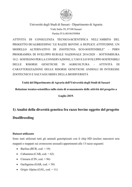 Analisi Della Diversità Genetica Fra Razze Bovine Oggetto Del Progetto