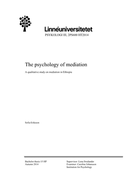 The Psychology of Mediation